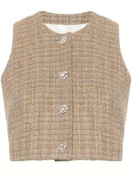 SANDRO топ с пайетками, нейтральный цвет