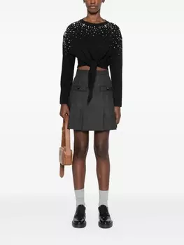 SANDRO топ со стразами, черный