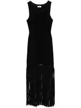 SANDRO трикотажное платье с бахромой, черный