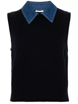 SANDRO трикотажный топ со съемным воротником, синий