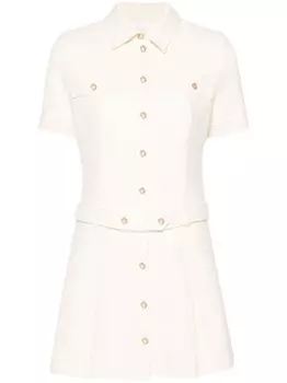 SANDRO твидовое платье мини, белый