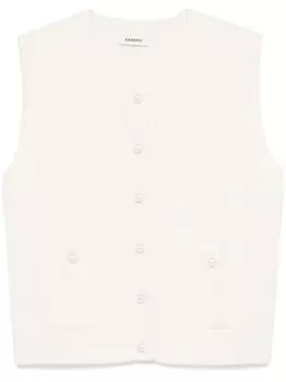 SANDRO твидовый кардиган, нейтральный