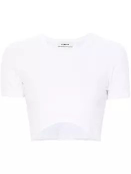 SANDRO укороченная футболка с вышитым логотипом, белый