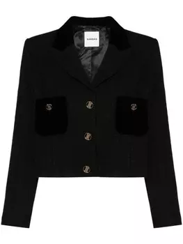 SANDRO укороченный блейзер Victoria из ткани букле, черный