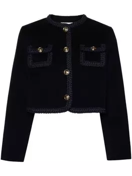 SANDRO укороченный фетровый жакет, синий