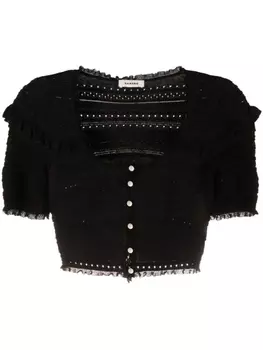 SANDRO укороченный кардиган с оборками, черный