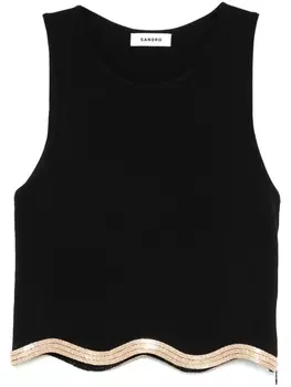 SANDRO укороченный топ с пайетками, черный