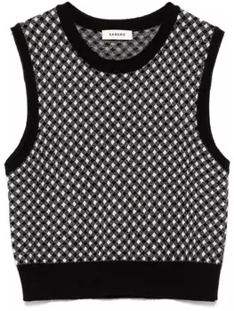 SANDRO жилет в клетку, черный