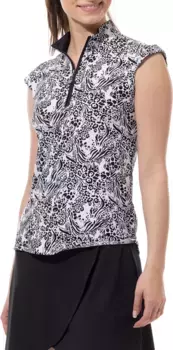 SanSoleil Женская рубашка без рукавов с воротником-стойкой, черный