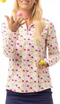 SanSoleil Женская рубашка с длинным рукавом с принтом и воротником-стойкой
