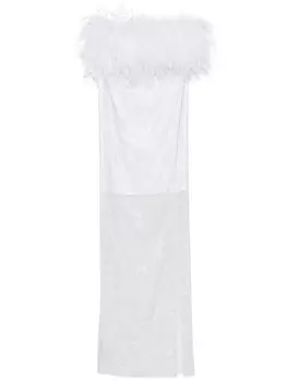 Santa Brands платье миди с перьями, белый