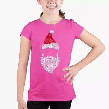 Санта-Клаус - футболка для девочек с рисунком Word Art LA Pop Art, черный