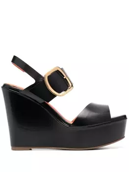 Santoni босоножки на танкетке, черный