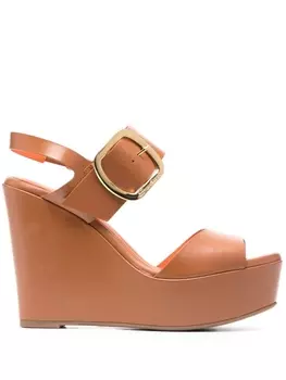 Santoni босоножки на танкетке, коричневый