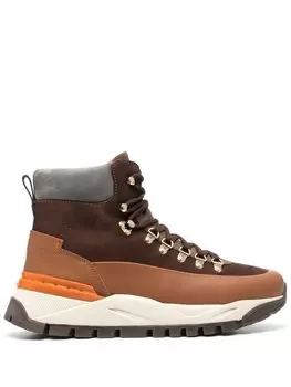 Santoni ботинки на шнуровке с контрастными вставками, коричневый