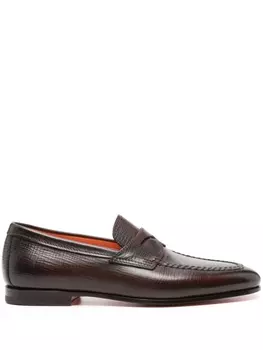Santoni фактурные лоферы, коричневый