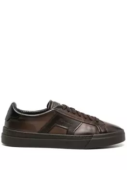 Santoni кеды с тисненым логотипом, коричневый