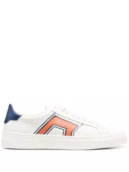 Santoni кроссовки с графичным принтом и логотипом, белый