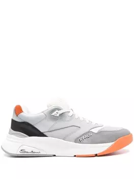 Santoni кроссовки со вставками и вышитым логотипом, серый