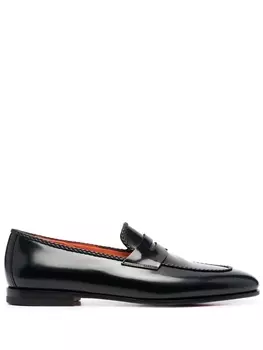 Santoni лоферы из полированной кожи, черный