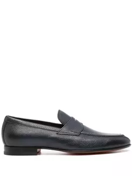 Santoni лоферы из зернистой кожи, синий