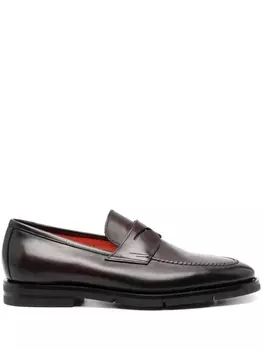 Santoni пенни-лоферы с миндалевидным носком, красный