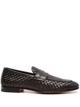 Santoni плетеные лоферы, коричневый