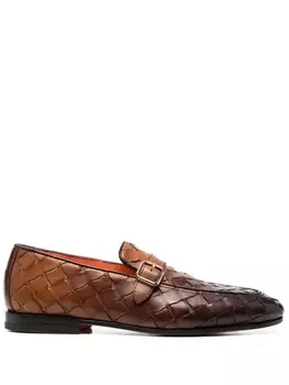 Santoni плетеные лоферы, коричневый