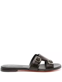 Santoni сандалии с пряжками, коричневый