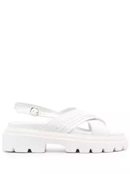 Santoni сандалии с тисненым логотипом, белый
