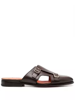 Santoni слиперы монки с контрастной подкладкой, коричневый