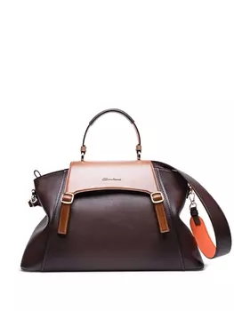 Santoni сумка на плечо с тисненым логотипом, коричневый