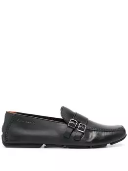 Santoni туфли монки с пряжками, черный