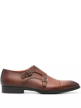 Santoni туфли монки с пряжками, коричневый