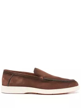 Santoni замшевые лоферы, коричневый