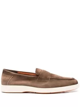Santoni замшевые лоферы, коричневый