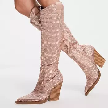 Сапоги Asos Design Catapult Heeled Western, розовое золото
