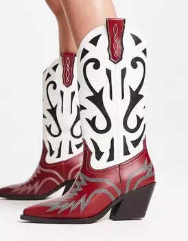 Сапоги Asos Design Cupid Contrast Western, красный/белый/черный