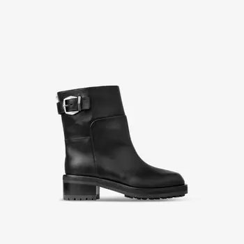 Сапоги Brooklyn из телячьей кожи на каблуке, украшенные пряжками Jimmy Choo, черный