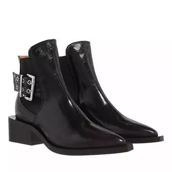 Сапоги chunky buckle chelsea boot naplack Ganni, черный
