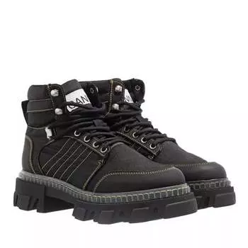 Сапоги cleated lace up hiking boot Ganni, черный
