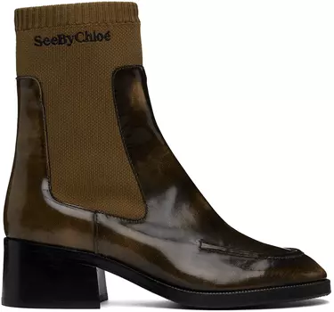 Сапоги цвета хаки Wendy Sock See by Chlo