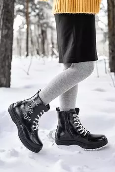 Сапоги для девочек на термоподошве 610-1 Cracked KKO KDS, черно-белый