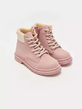 Сапоги для девочек на толстой подошве со шнуровкой LCW ECO, розовый