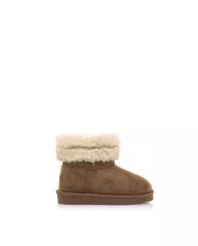 Сапоги для девочек с меховым воротником и логотипом Mustang, коричневый