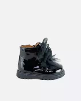 Сапоги для девочки из лакированной кожи с бантиками плюмети Eli 1957, черный