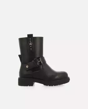Сапоги для девочки с пряжкой в байкерском стиле Gioseppo, черный