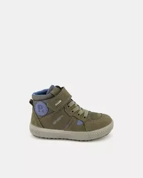 Сапоги для мальчика из кожи и синтетики с подкладкой Goretex и мягким воротником Primigi, темно-зеленый