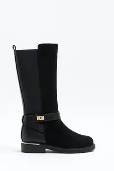 Сапоги для верховой езды с замком для девочек River Island, черный