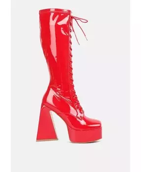 Сапоги до икры на высокой платформе Snowflakes London Rag, красный